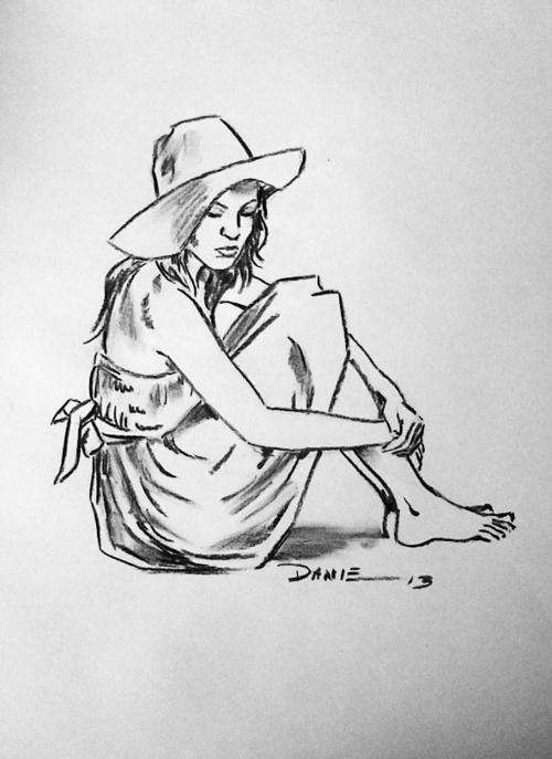 "Thoughts", charcoal artwork by Danie Cronje, unframed