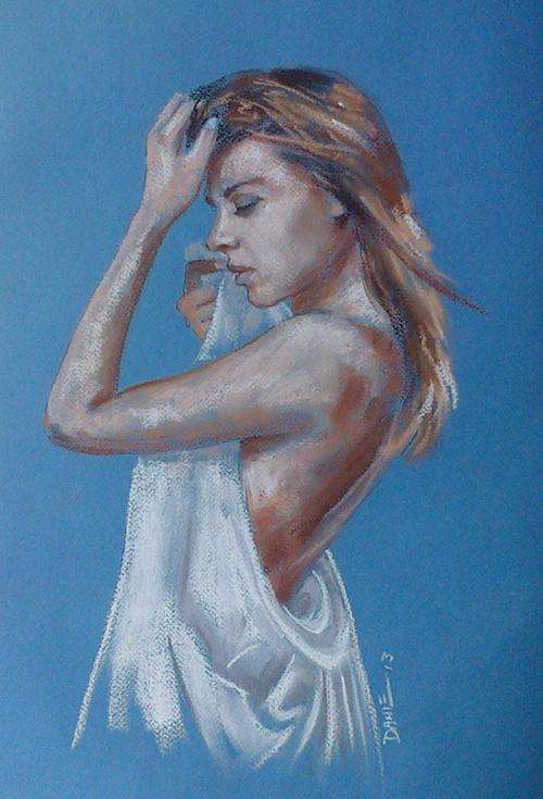 Semi-nude, pastel artwork by Danie Cronje, unframed