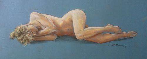 Sleeping Nude, pastel drawing by Danie Cronje, unframed