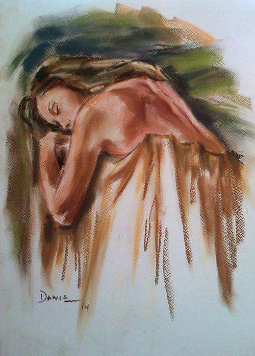 Semi Nude,  pastel artwork by Danie Cronje, unframed