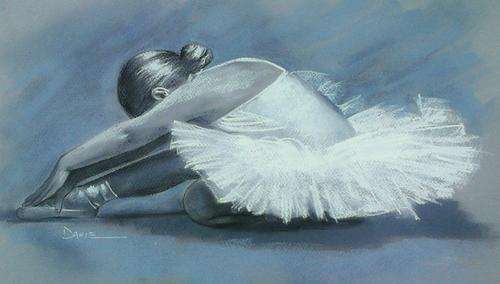 Ballerina, pastel drawing by Danie Cronje, unframed.