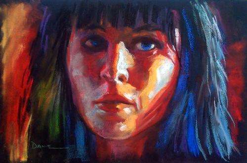Colour Face, pastel artwork by Danie Cronje, unframed.
