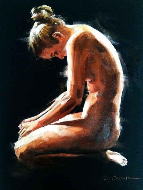Vulnerable, oil painting by Danie Cronje, blocked canvas, ready to hang