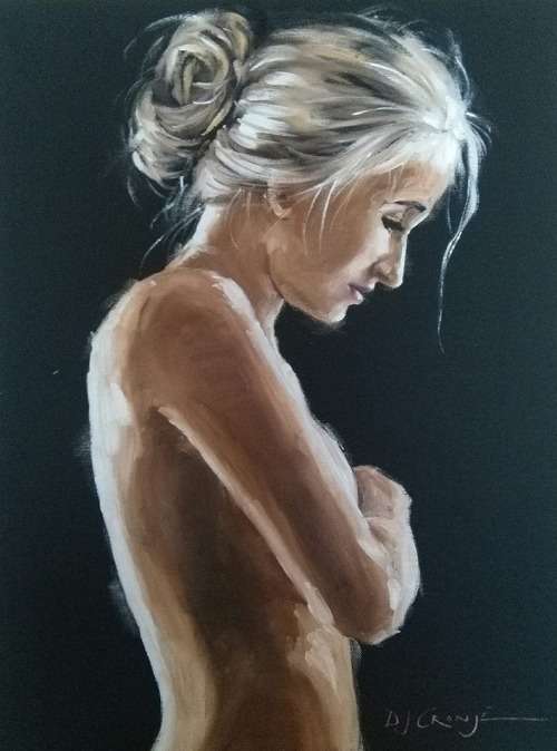 Nude 16, oil painting by Danie Cronje, blocked canvas, ready to hang
