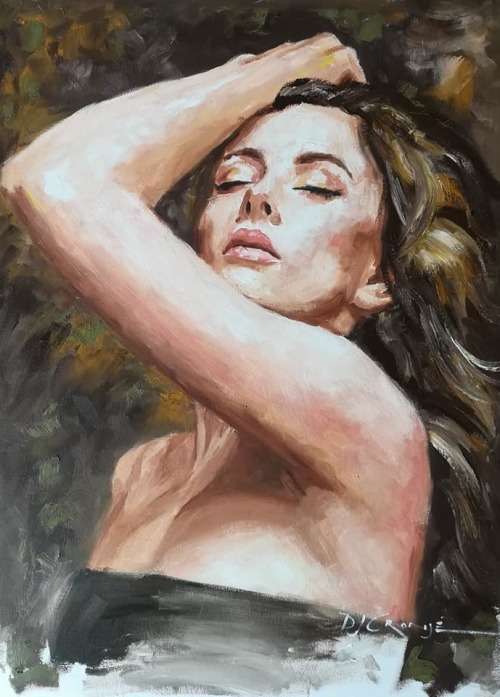 Sensual, oil painting by Danie Cronje, canvas sheet roll