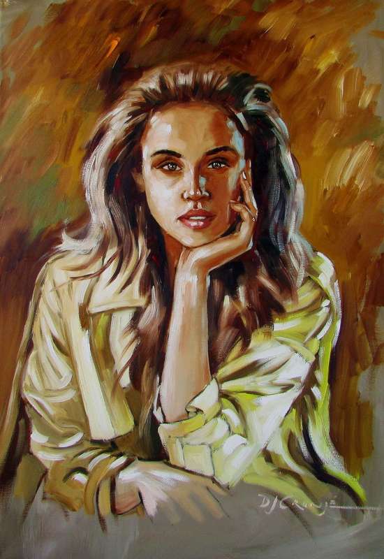 Portrait of a lady, oil painting by Danie Cronje, stretched canvas, ready to hang