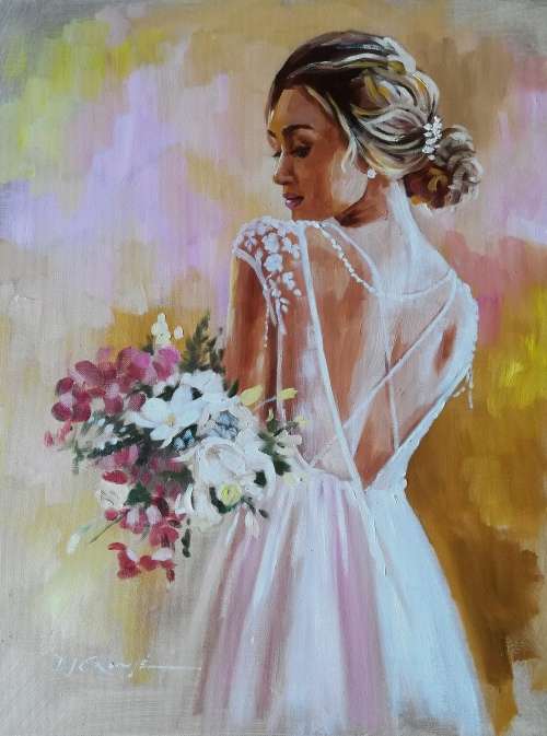 Evening out, oil painting by Danie Cronje, stretched canvas, ready to hang