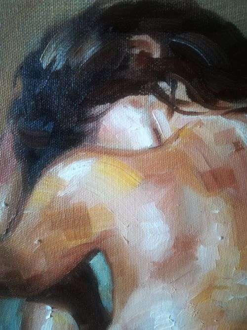 Nude 50, oil painting by Danie Cronje, blocked canvas, ready to hang