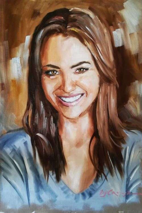 Portrait of a random girl, oil painting by Danie Cronje, unframed
