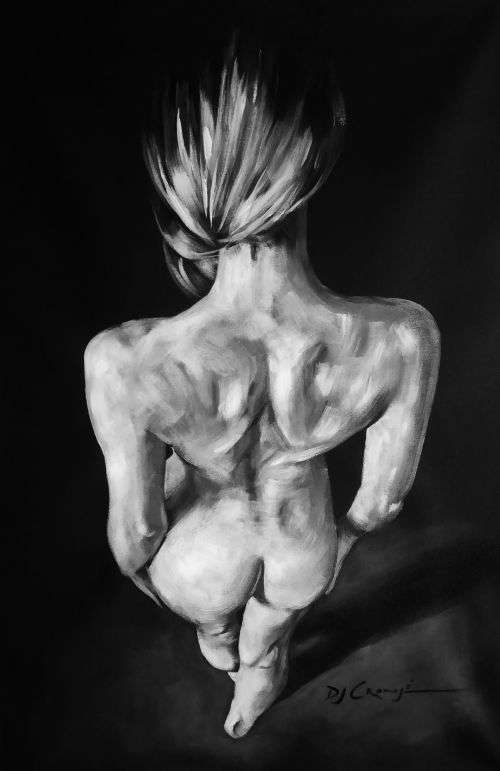 3D Nude, large acrylic painting by Danie Cronje, unframed