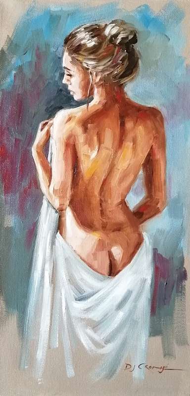 Nude 74, blocked oil painting, ready to hang
