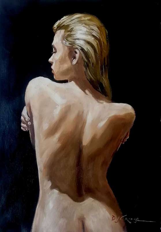 Nude in the Light, oil painting by Danie Cronje on canvas sheet, unframed