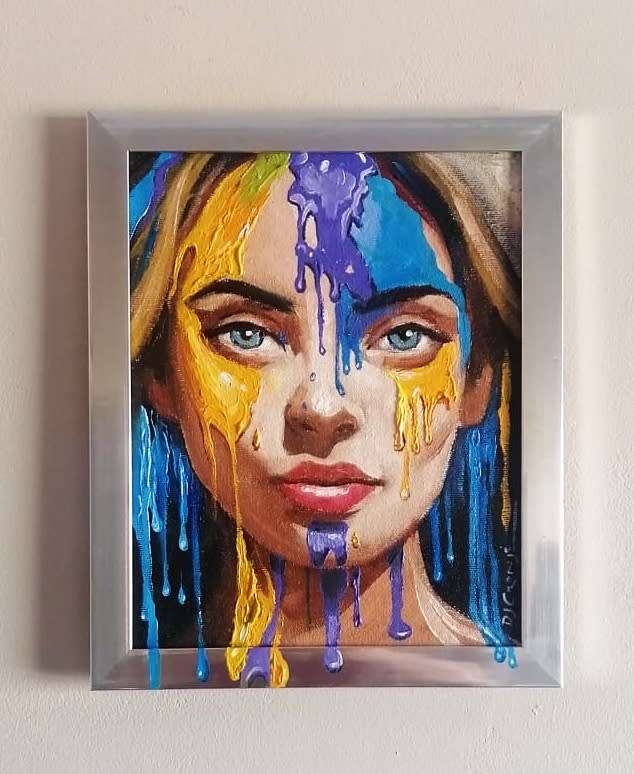 Falling colours,  small oil painting by Danie Cronje, framed
