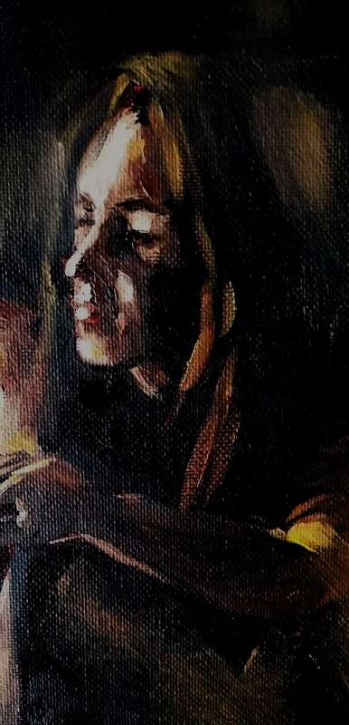 Dancer in the dark, oil painting by Danie Cronje on canvas sheet, unframed