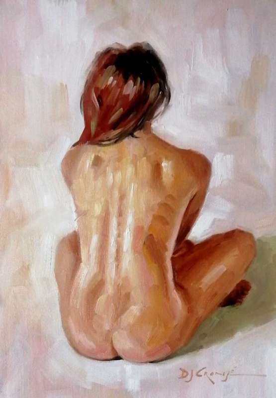 Nude Study, oil painting by Danie Cronje on canvas sheet, unframed