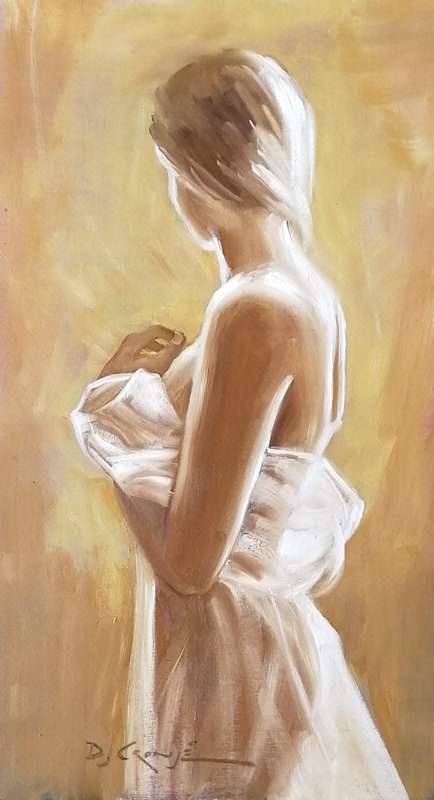 Sepia semi nude, oil painting by Danie Cronje on canvas roll, unframed