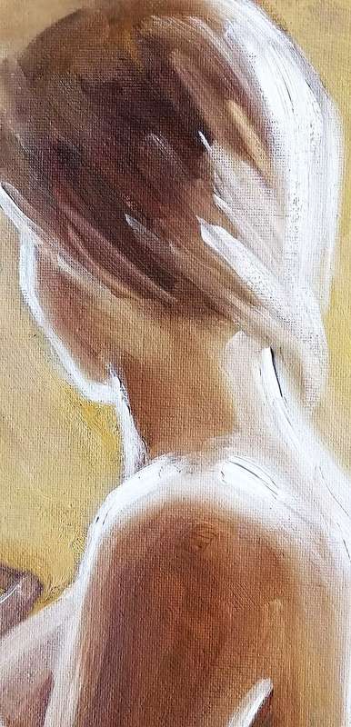 Sepia semi nude, oil painting by Danie Cronje on canvas roll, unframed