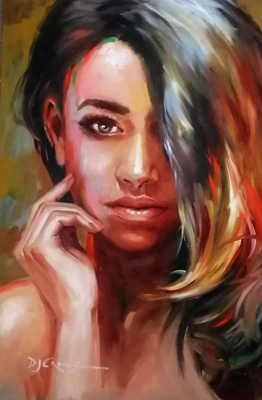 Strength, oil painting by Danie Cronje on canvas roll, unframed