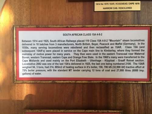 South African Railways Cab Plate Display Board