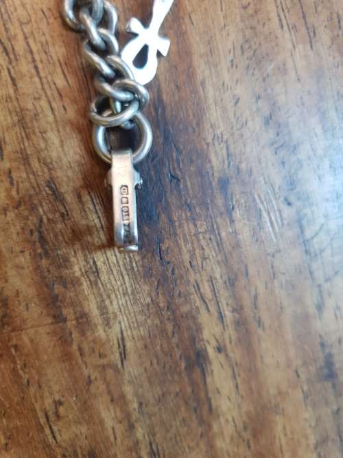 Sterling silver vintage  bracelet hallmarked with ANKH cross