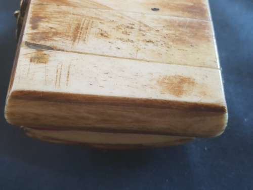 Vintage hand carved Camel bone Jewellery box with brass
