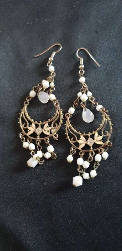 White large dangling earrings