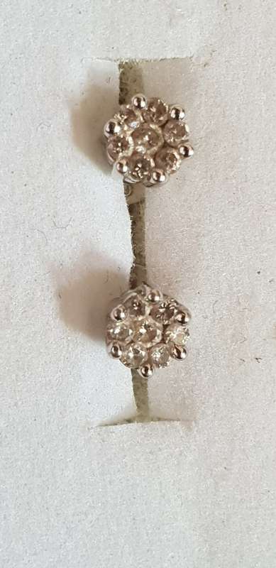 18ct white gold with 7x natural diamonds in each earring stud set