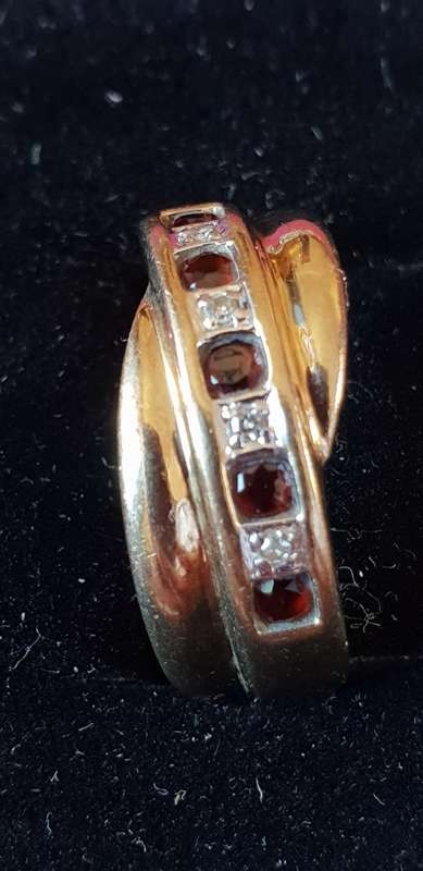 9ct yellow Gold Ruby and Diamond half Eternity Ring