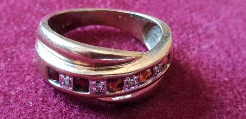 9ct yellow Gold Ruby and Diamond half Eternity Ring