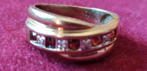 9ct yellow Gold Ruby and Diamond half Eternity Ring