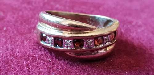 9ct yellow Gold Ruby and Diamond half Eternity Ring