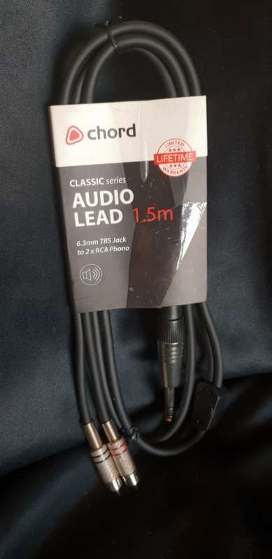 Audio cable 6.3mm Jack to 2 phono RCA jacks-1.5 meter
