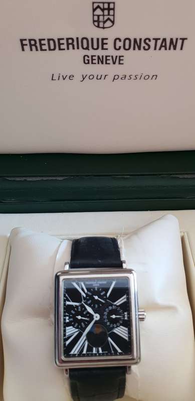 Frederique Constant FC-265B3C6 Persuasion Swiss Moonphase Calendar Mens Watch with black dial
