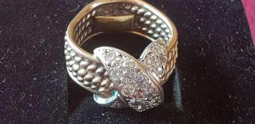 Genuine 9ct gold & 22 diamonds cross design set on a twisted rope broad band ring