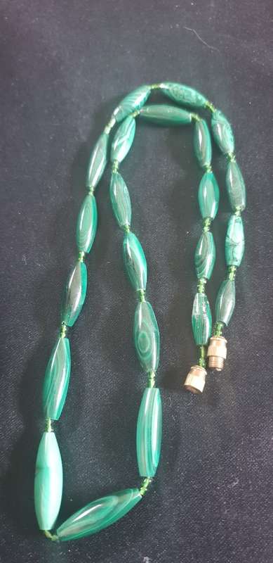 Vintage malachite necklace from 1970`s