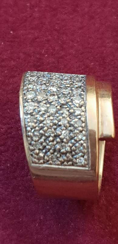 9CT BROAD BAND RING WITH 41X GENUINE DIAMONDS OF APPROX 1.3 CARAT