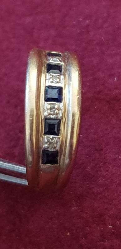 9CT GOLD DIAMOND and SAPPHIRE CHANNEL SET ETERNITY RING