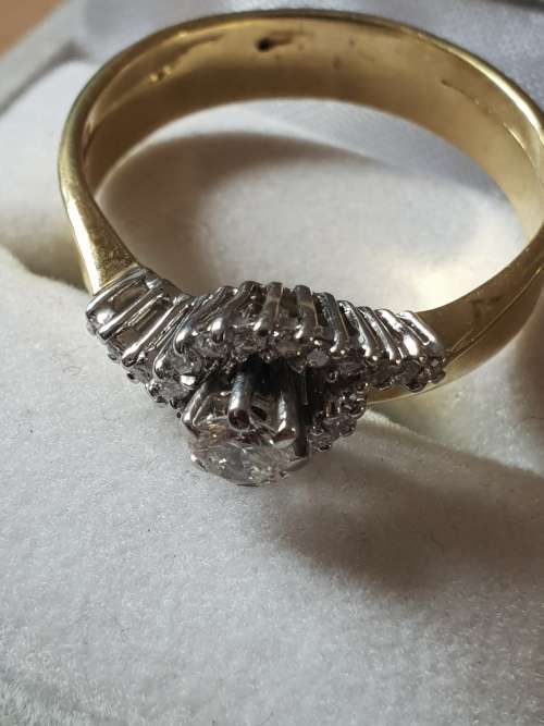 18ct yellow & white gold diamond wedding ring & engagement ring claw set 0.50 carats