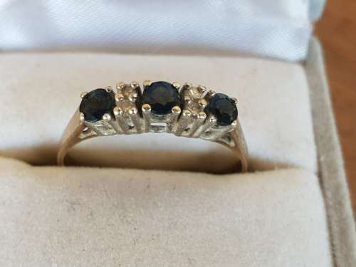 Vintage hallmarked -London H.W.T diamond and sapphire dress ring