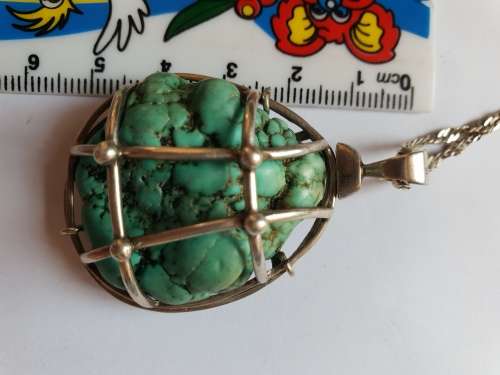 Rough Natural Raw Turquoise in Sterling silver hand made cage