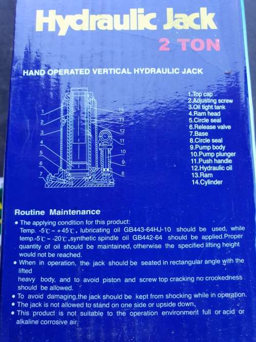 Car Bottle Jack Hydraulic -2 ton