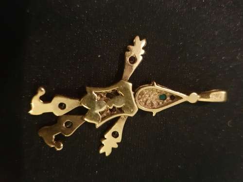 9ct gold clown Vintage with Ruby/Amethyst/Emerald/dark sapphire-moving limbs and head