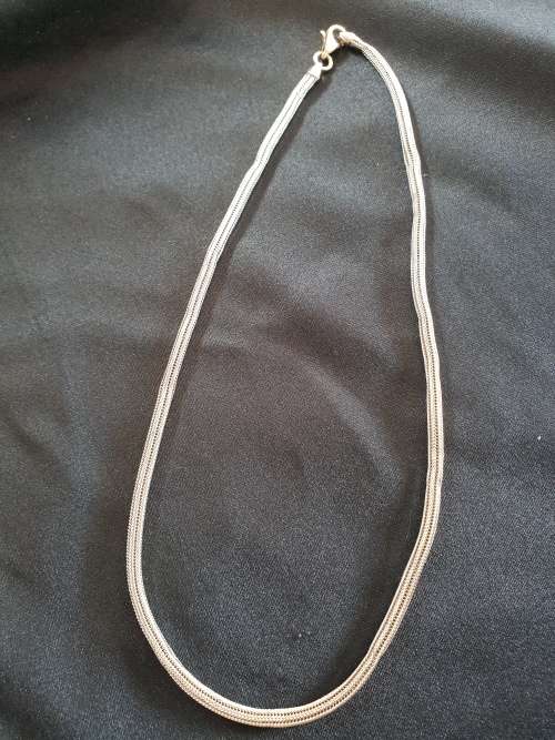 18ct genuine white gold Tubular woven necklace