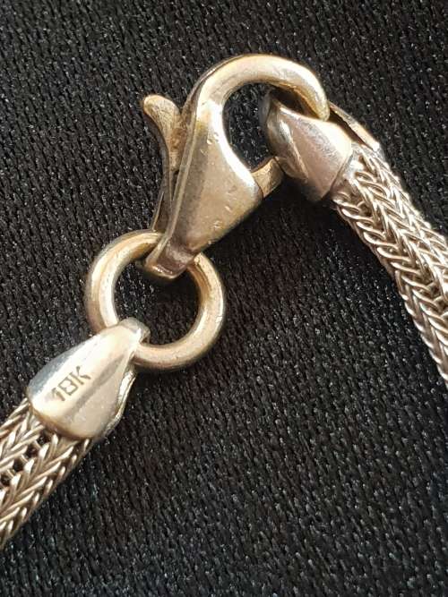 18ct genuine white gold Tubular woven necklace