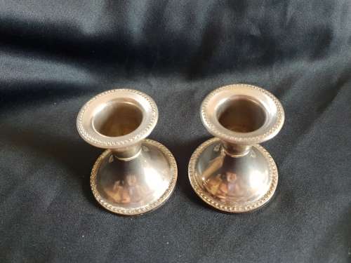 Set of 2 silver plated candle stick holders-6,2cm height