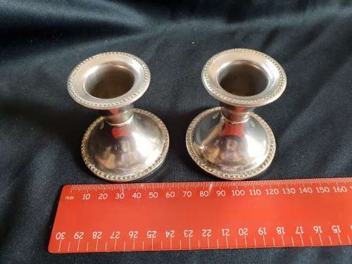 Set of 2 silver plated candle stick holders-6,2cm height