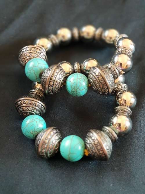 Set of 2 beaded bangles -price is for both