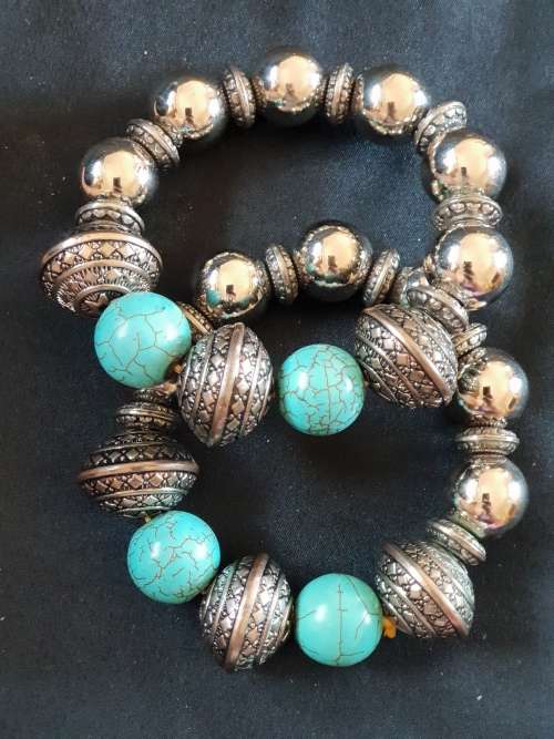 Set of 2 beaded bangles -price is for both