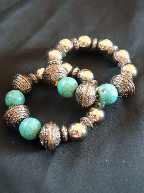Set of 2 beaded bangles -price is for both
