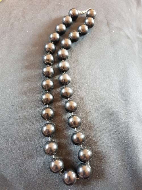 Large Chunky Black plastic beaded Necklace